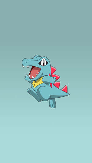 Totodile trên nền gradient xanh ngọc