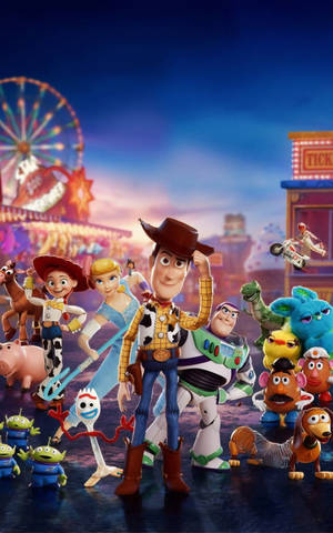 Hình nền toàn bộ dàn nhân vật Toy Story 4 — Galaxy Tab Hình nền