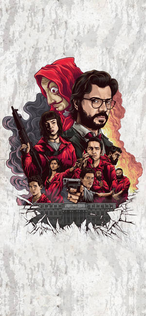 Hình nền áp phích Money Heist — iPhone 15 Plus Hình nền