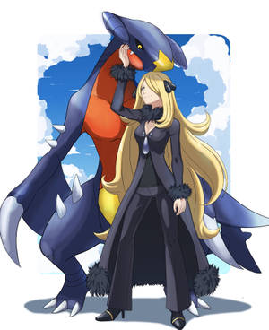 Hình nền Fanart Garchomp Và Cynthia — Galaxy Z Fold 5 Hình nền