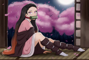 Tranh vẽ fan art Nezuko trong Thanh Gươm Diệt Quỷ