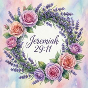 Vòng hoa thực vật màu nước với hình nền Jeremiah 29:11 — Pixel Watch 4 Hình nền