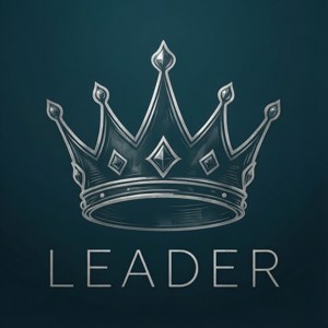 Đường viền vương miện bạc mờ với dòng chữ 'LEADER' trên nền xanh mòng két. — Tecno Phantom V Flip Hình nền