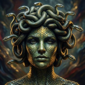 Đầu Medusa với những con rắn tạo thành vương miện. — Pixel Watch 5 Hình nền