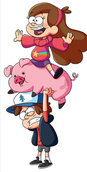 Waddles và các nhân vật Gravity Falls — 18:9 Hình nền