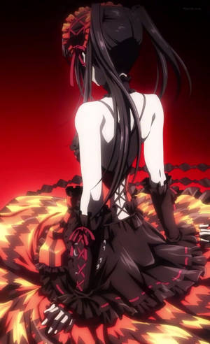 Waifu Anime Kurumi Tokisaki Váy Đỏ Thẩm Mỹ — Redmi Pad 2 Hình nền