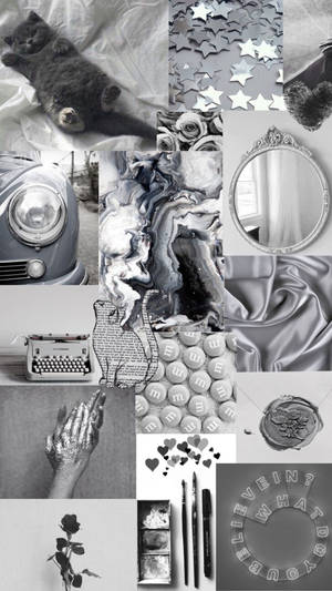 Xám thẩm mỹ pha xanh nhạt kiểu collage