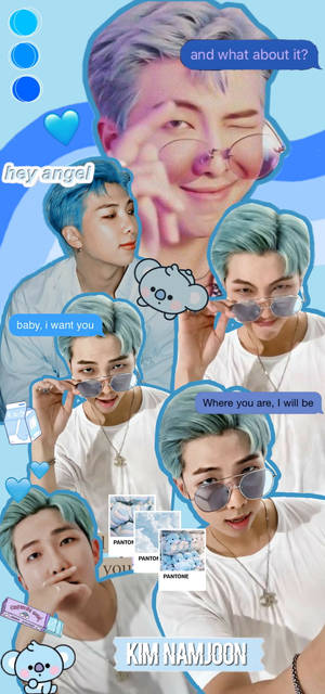 Xanh Bts Rm Dễ Thương — iPhone 17 Hình nền