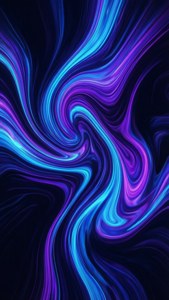 Nghệ thuật trừu tượng chất lỏng rực rỡ với các xoáy màu xanh neon và tím trên nền tối, hoàn hảo cho iPhone Xs.