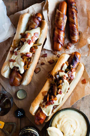Hình ảnh xúc xích kẹp — Hot Dog Hình nền