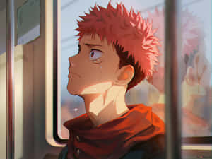 Yuji Itadori khóc trên tàu — Jujutsu kaisen Hình nền
