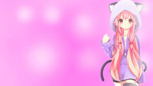 Yuno Gasai mặc áo hoodie trên nền hồng dễ thương — Dễ thương anime girl Hình nền